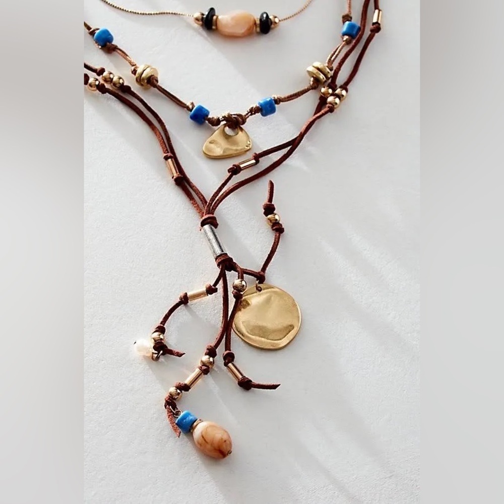 FREE PEOPLE Lightworker Layered Boho Layered Beaded Necklace